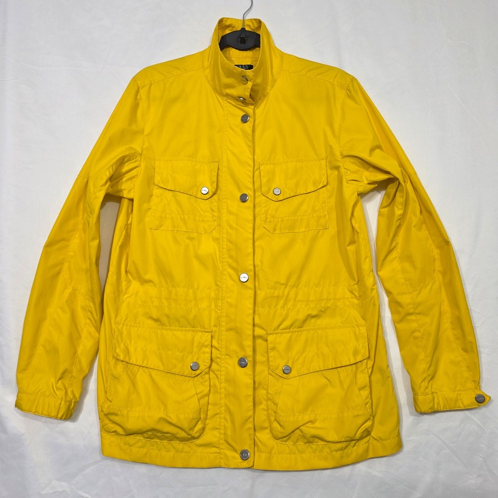 Lauren Ralph Lauren Utility Jacket Drawstring Yellow Women L Equestrian, Travel